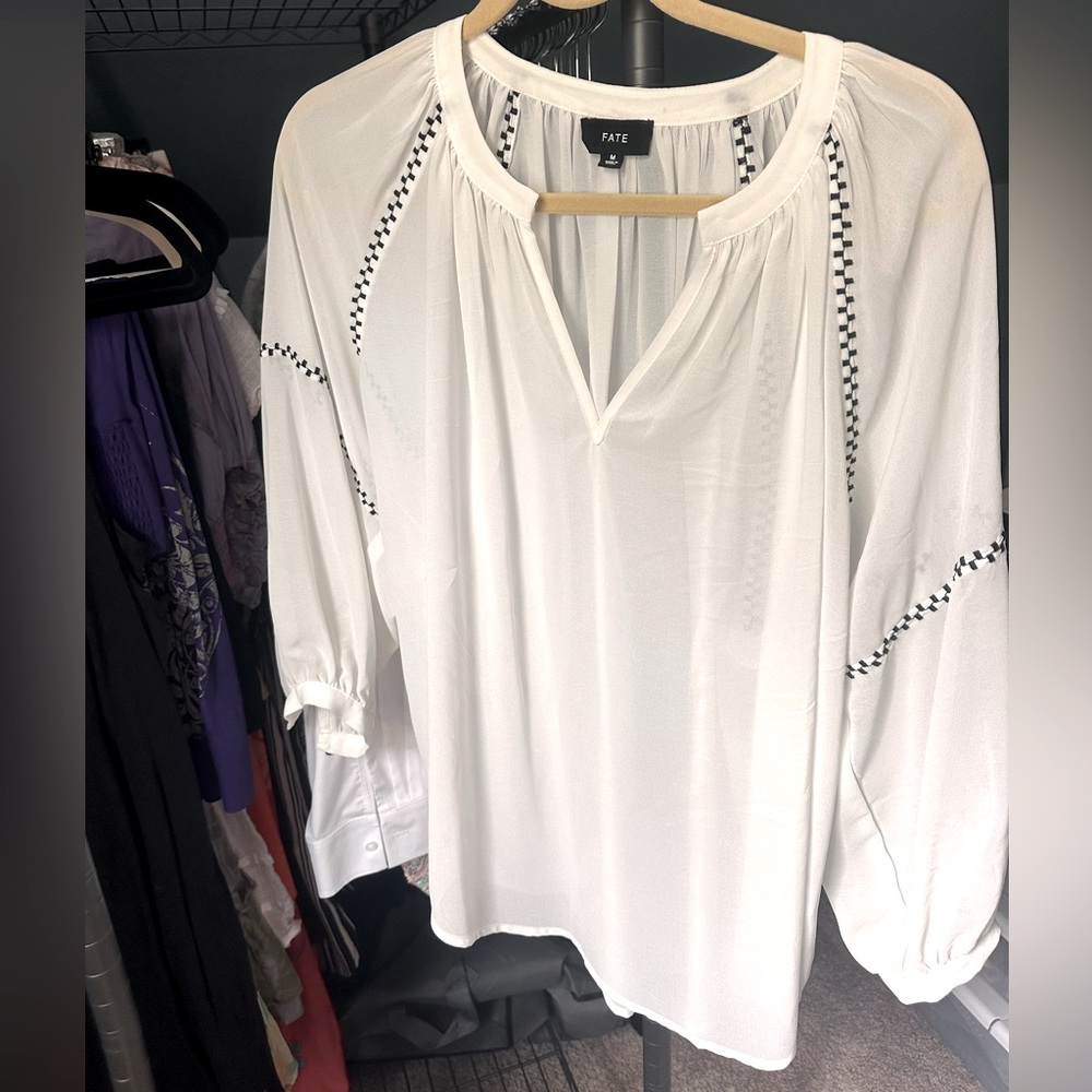 Fate White Crepe Blouse